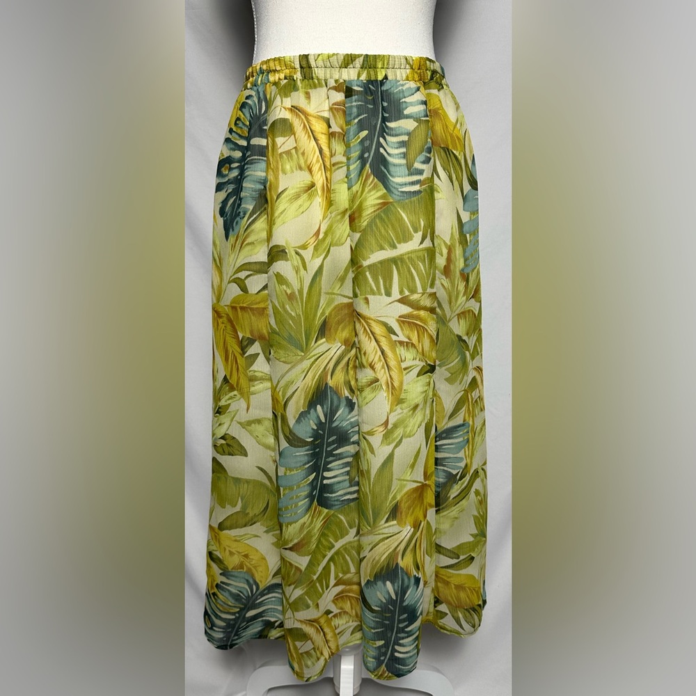 TANJAY Vintage Tropical Resort Vacation Palm Maxi‎ Skirt Size 6P